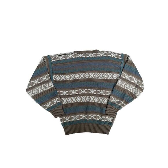 vintage magnet cable knit grandpa crewneck sweater cosby pattern men’s large - Picture 3 of 7